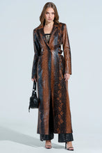 IVY SNAKE PRINT CUTOUT LEATHER TRENCH COAT - MULTI