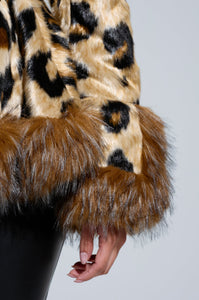 KENZY PEPLUM FAUX FUR JACKET - ANIMAL PRINT