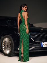 Anika Diamante Crystal Maxi Dress - Emerald Green