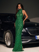 Anika Diamante Crystal Maxi Dress - Emerald Green