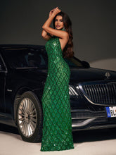 Anika Diamante Crystal Maxi Dress - Emerald Green