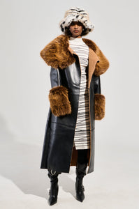 SIREN FUR TRIM TRENCH COAT