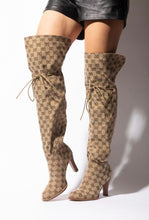 GIGI Canvas Print Over The Knee Boots - Tan