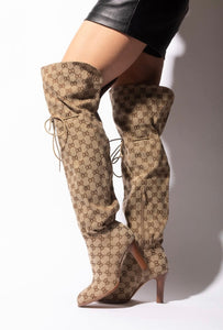 GIGI Canvas Print Over The Knee Boots - Tan