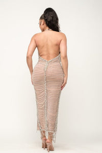 Angelika Diamante Maxi Dress - Nude (Pre-Order)