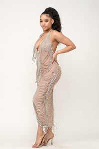 Angelika Diamante Maxi Dress - Nude (Pre-Order)