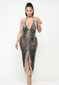 Angelika Diamante Maxi Dress - Black (Pre- order)