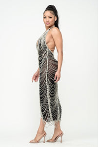 Angelika Diamante Maxi Dress - Black (Pre- order)