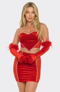 Queen Of Hearts 3 Piece Set Top & Skirt with Gloves - 3 colors