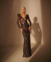 Marilyn Rhinestone Black Long Gown