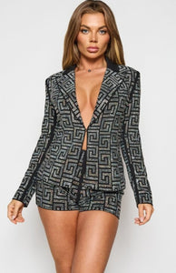 Alessandra Rhinestone Blazer/Short Set