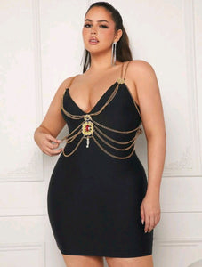 "CURVE PLUS-SIZE" Angelique Chains Bandage Mini Dress