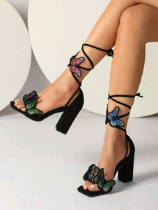 Lily Butterfly Chunky Heels - 5 Colors