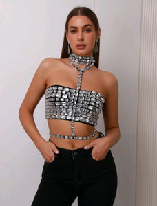 Kennie Rhinestone Bandage Crop Top - 3 Colors