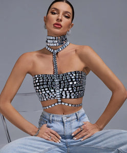 Kennie Rhinestone Bandage Crop Top - 3 Colors