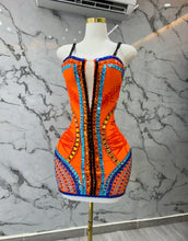 Havana Tropical Bandage Diamante Mini Dress - Orange Multi