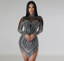 Ziomara Rhinestoned Mini Dress - Black