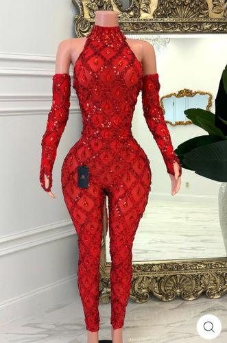 Anika Rhinestone & Crystals Jumpsuit - 4 Colors