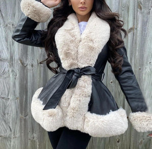 Aspen Peplum Faux Fur Leather Jacket - 4 Colors