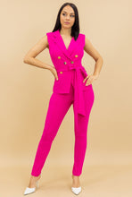 Adele 2 piece Set Trousers/Sleeveless Blazer - Fuchsia