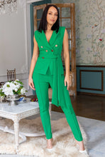 Adele 2 Piece Set Trousers/Sleeveless Blazer - Kelly Green