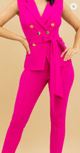 Adele 2 piece Set Trousers/Sleeveless Blazer - Fuchsia