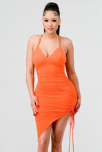 Jessie Gold Chain Asymmetric Mini Dress - Orange