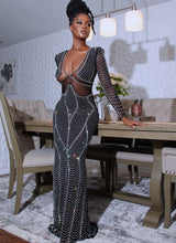 Marilyn Rhinestone Black Long Gown