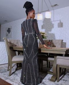 Marilyn Rhinestone Black Long Gown