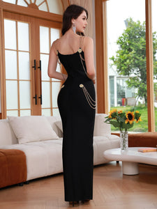 Angelique Bandage Chains Maxi Dress - Black