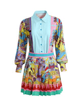 Nolita Blouse & Skirt Set - Pink & Blue Multi