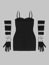 Francesca Crystal Embellished Bandage Dress with Gloves