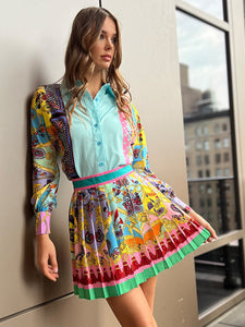 Nolita Blouse & Skirt Set - Pink & Blue Multi