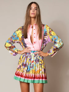 Nolita Blouse & Skirt Set - Pink & Blue Multi