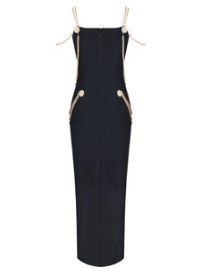 Angelique Bandage Chains Maxi Dress - Black