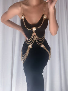 Angelique Bandage Chains Maxi Dress - Black