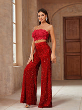 Rosalinda Sequin Pants & Floral Top Set - 3 Color