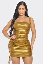 Stefania Metallic Lace Up Mini Dress - Gold & Silver