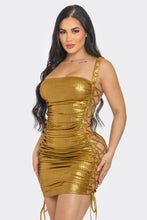 Stefania Metallic Lace Up Mini Dress - Gold & Silver