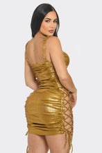 Stefania Metallic Lace Up Mini Dress - Gold & Silver