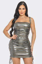 Stefania Metallic Lace Up Mini Dress - Gold & Silver