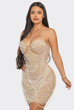 Perla Rhinestone/Pearl Mini Dress