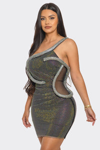 Ivon Snake Mini Dress - Black & Nude