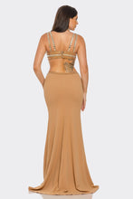 Monique Rhinestone Jewel Maxi Dress - Black & Nude