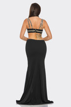 Monique Rhinestone Jewel Maxi Dress - Black & Nude