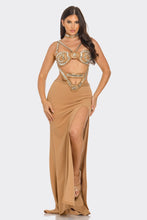 Monique Rhinestone Jewel Maxi Dress - Black & Nude