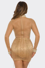 Julia Sheer Rhinestone Mini Dress -Nude