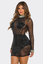 Fahari Rhinestone Mesh Mini Dress