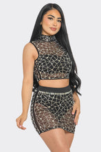 Betsy Rhinestone Top/Skirt Set - Black