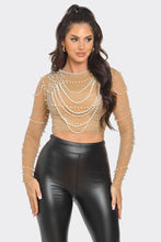 Pandora Pearl CROP Top - Black & Nude